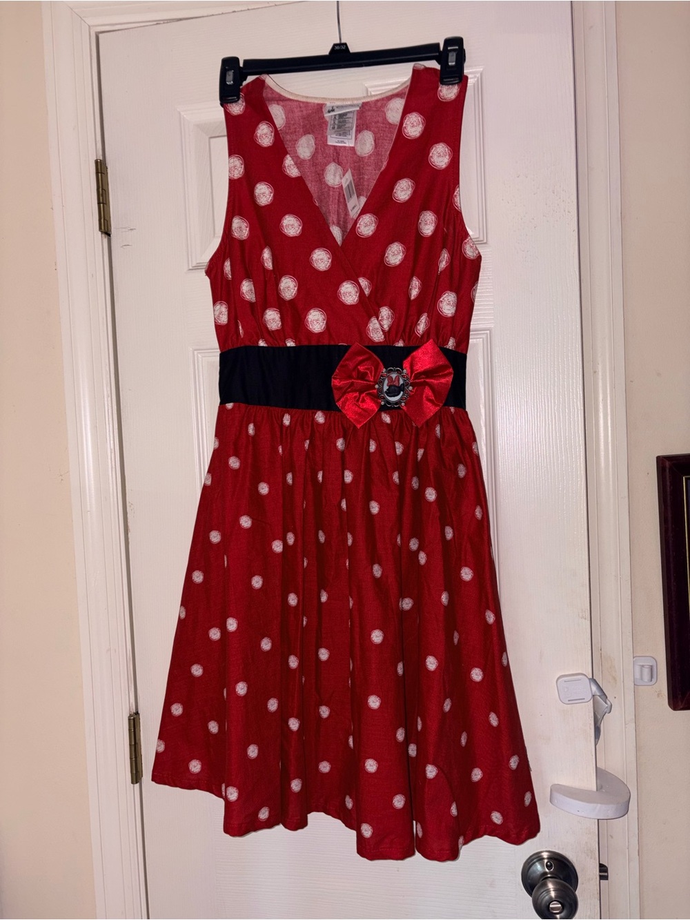 Disney parks Minnie Mouse ladies' Red Polka Dot Dress with Black Waistband